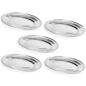 Kit 5 Baixelas de Inox 25cm para Buffet Bar Restaurante Peti