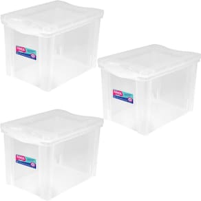 3 Caixas Organizadoras Ordene com Tampa Click 30L 42,5x30,5c