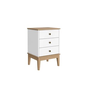 Mesa de Cabeceira Colonial com 3 Gavetas MDP Mel Branco MB 1
