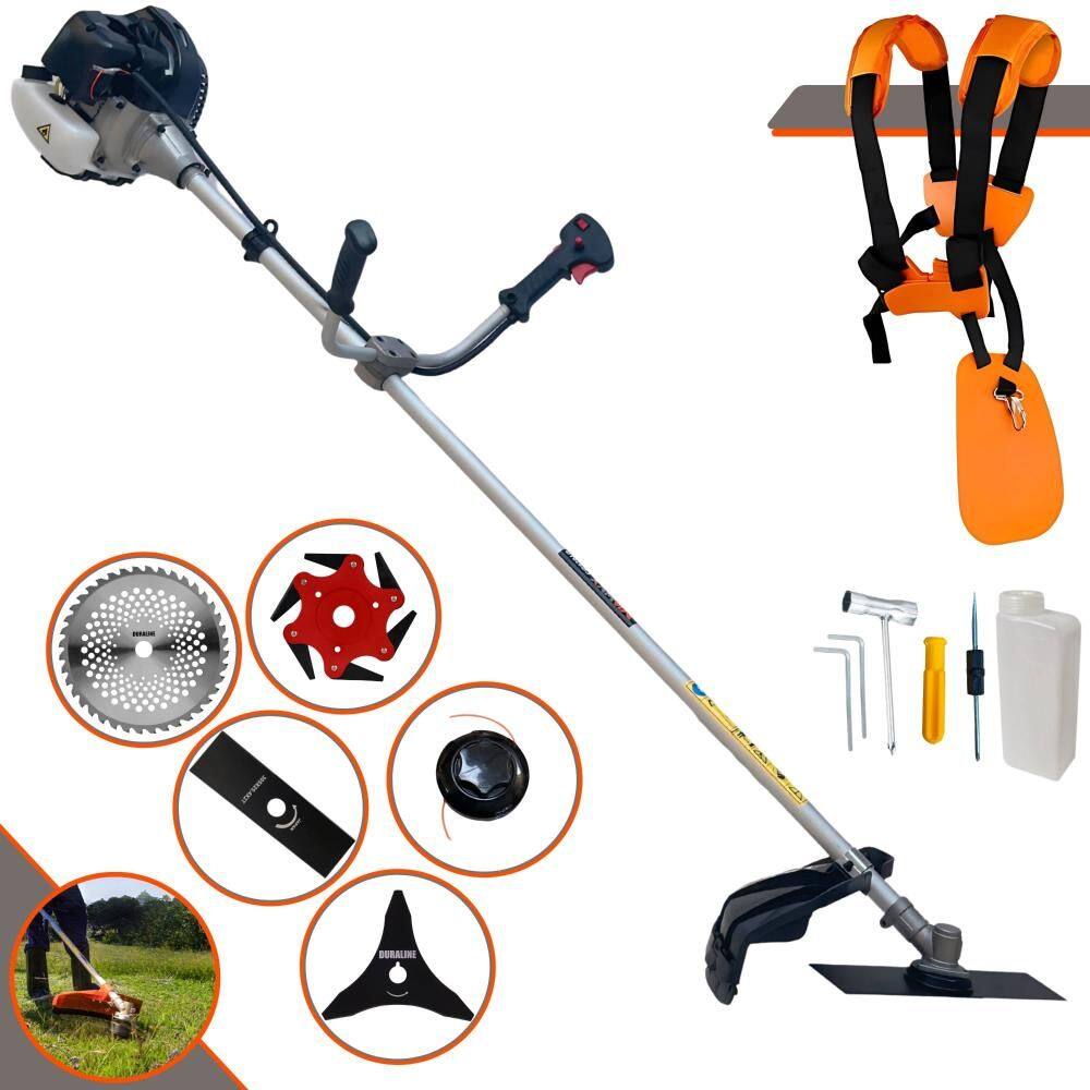 Roçadeira Lateral Anmax CG430B À Gasolina 2T 43cc 1,7HP 12.000rpm Profissional e de Alta Performance Com Carretel de Nylon e Kit 4 Lâminas de Cortes