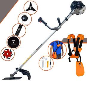 Roçadeira Profissional Completa Anmax CG430-B À Gasolina 2T 43cc 12.000rpm 1,7HP 5 Opções de Corte Com Facas 2 Pontas, 3 Pontas, 6 Pontas e 80 Dentes