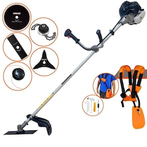 Roçadeira À Gasolina CG430-B 2T 43cc 1,7HP de Alta Performance Completa Com Carretel e Faca 2 Pontas + EXTRA Faca 3 Pontas, Faca 80 Dentes e Trimmer