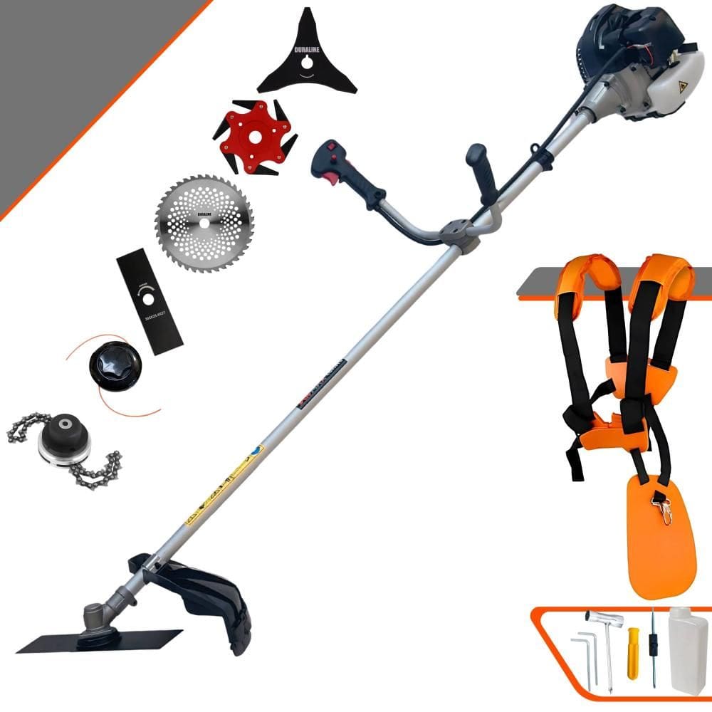 Roçadeira À Gasolina Anmax CG430B 43cc 1,7HP 12000rpm Alta Performance Com Cabeçote de Nylon + Facas 2 Pontas, 3 Pontas, 6 Pontas, 40 Dentes e Trimmer