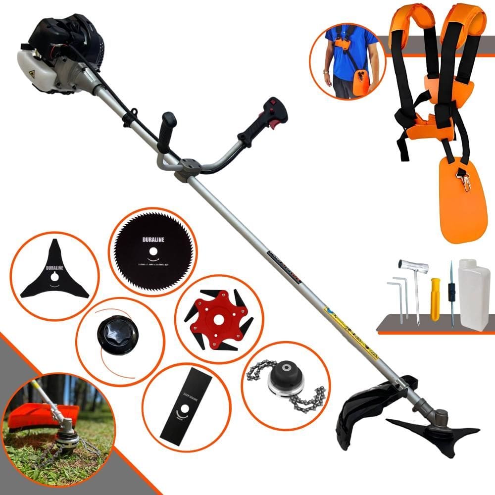 Roçadeira À Gasolina CG430B Anmax 43cc 1,7HP 12000rpm Completa Com Carretel + Faca 2 Pontas + Faca 3 Pontas + Faca 6 Pontas + Faca 80 Dentes + Trimmer