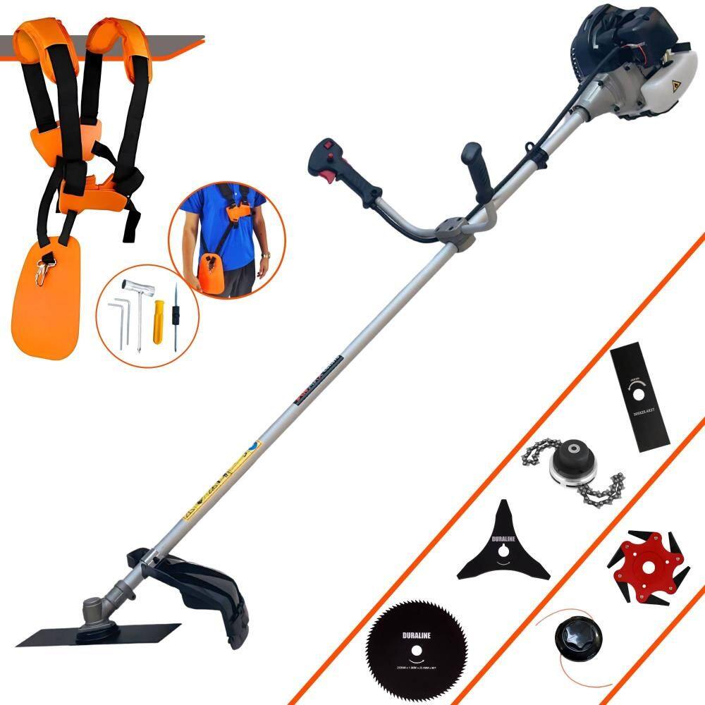 Roçadeira Multifuncional Anmax CG430B À Gasolina 2T 43cc 1,7HP Com Carretel + Faca 2 Pontas + Faca 3 Pontas + Faca 6 Pontas + Faca 80 Dentes + Trimmer