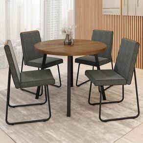 Conjunto Sala de Jantar 4 Cadeiras Piemonte Carraro Nogal e Preto