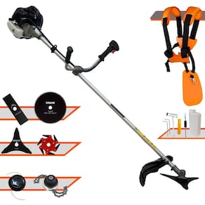 Roçadeira Cortador de Grama Lateral Anmax CG430B À Gasolina 2T 43cc 1,7HP 6 Opções de Corte C/ Facas 2 Pontas, 3 Pontas, 6 Pontas, 80 Dentes e Trimmer