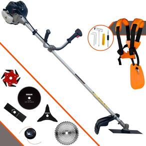 Roçadeira Anmax CG430B À Gasolina 1,7HP 43cc Com Faca 2 Pontas + Faca 3 Pontas + Faca 6 Pontas + Disco 40 Dentes + Disco 80 Dentes + Carretel de Nylon