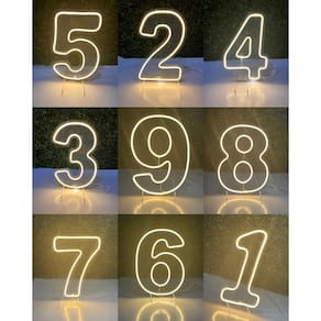 Número Neon Led 30 Cm De 0 A 9 Acrílico 3Mm -7-Branco Frio
