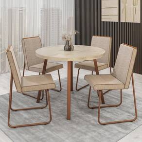 Conjunto Sala de Jantar 4 Cadeiras Piemonte Carraro Petra e Rosê