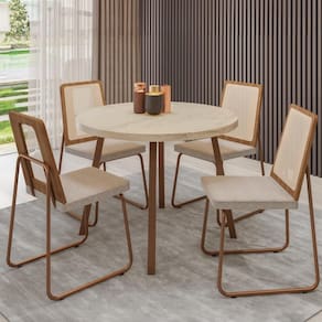 Conjunto Sala de Jantar 4 Cadeiras Varese Carraro Petra e Rosê