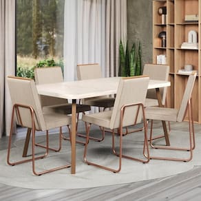 Conjunto Sala de Jantar 6 Cadeiras Parma Carraro Petra e Rosê