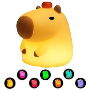 Luminaria Noturna Infantil Led Bebê Silicone Capivara Abajur
