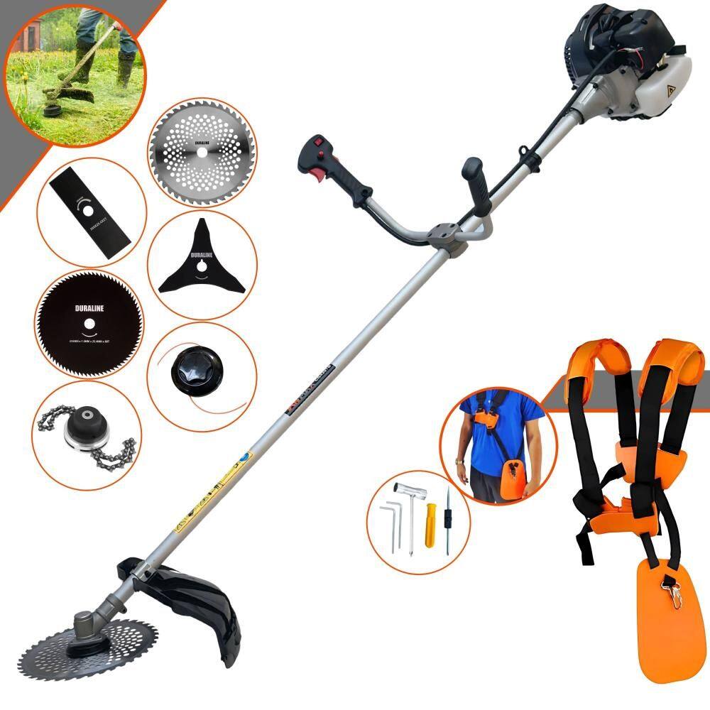 Roçadeira Profissional Anmax CG430-B À Gasolina 2T 43cc 1,7HP 6 Opções de Corte Com Facas 2 Pontas, 3 Pontas, 40 Dentes, 80 Dentes, Trimmer e Carretel