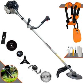 Roçadeira À Gasolina Anmax CG430B 43cc 1,7HP Completa C/ Carretel + Faca 2 Pontas + Faca 3 Pontas + Faca 40 Dentes de Vídea + Faca 80 Dentes + Trimmer