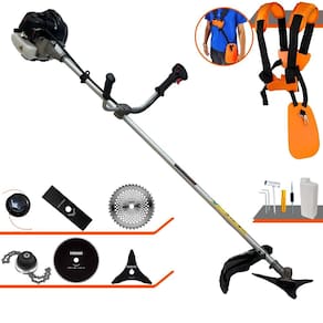 Roçadeira À Gasolina CG430B 43cc 1,7HP de Alta Performance C/ Carretel e Faca 2 Pontas + EXTRA Faca 3 Pontas, Faca 40 Dentes, Faca 80 Dentes e Trimmer