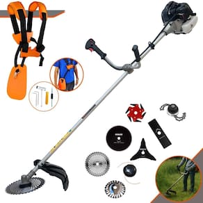 Roçadeira Anmax CG430B 2T 43cc 1,7HP Com Carretel Nylon + Facas 2 Pontas, 3 Pontas, 6 Pontas, 40 Dentes de Vídea, 80 Dentes, Trimmer e Escova de Aço