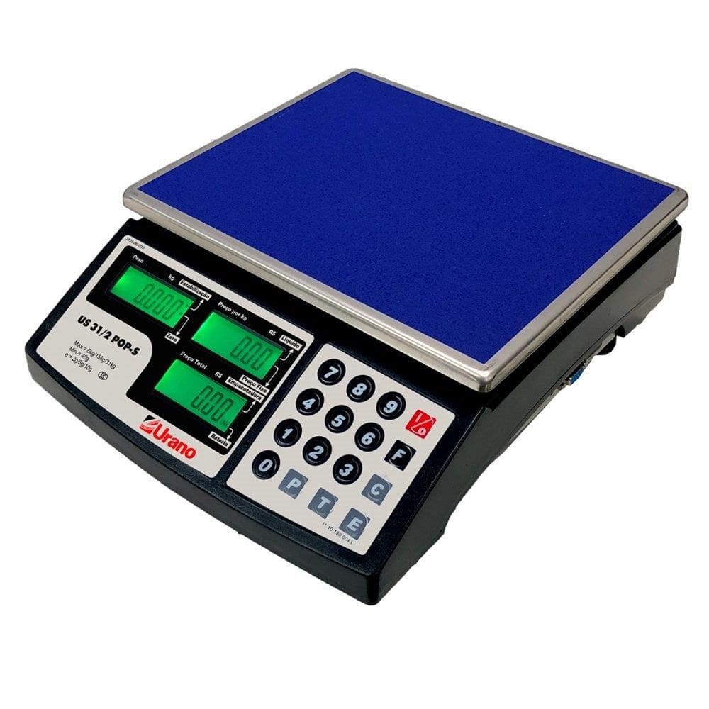 Balança Computadora 31kg/2g Urano POP-S com Bateria e Porta Serial
