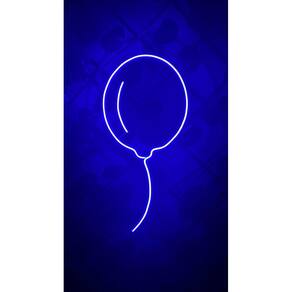 Painel Led Neon Balão Azul P/Decoração Aniversário 57Cm