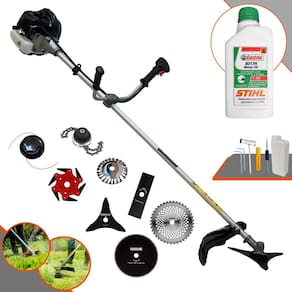 Roçadeira Multifunções Anmax CG430-B À Gasolina 43cc 1,7HP Para Todos os Tipos de Trabalho Com Carretel Nylon + Kit de 7 Opções de Cortes + ÓLEO STIHL