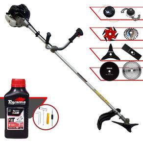 Roçadeira Anmax CG430B 43cc 1,7HP Com Carretel + Lâminas 2 Pontas, 3 Pontas, 6 Pontas, 40 Dentes, 80 Dentes, Trimmer e Escova de Aço + ÓLEO TOYAMA 2T