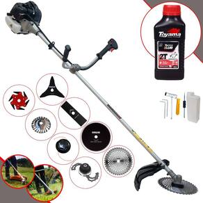 Podador de Grama Anmax CG430B 43cc 1,7HP + Facas 2 Pontas, 3 Pontas, 6 Pontas, 40 Dentes, 80 Dentes, Trimmer, Carretel, Escova de Aço + ÓLEO TOYAMA