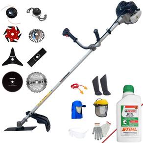Podador de Grama Anmax CG430B 43cc 1,7HP + Facas 2 Pontas, 3 Pontas, 6 Pontas, 40 Dentes, 80 Dentes, Trimmer, Carretel, Escova + EPI + ÓLEO STIHL 2T