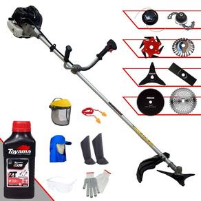 Roçadeira CG430B Anmax 43cc 1,7HP Com Carretel + Facas 2 Pontas, 3 Pontas, 6 Pontas, 40 Dentes, 80 Dentes, Trimmer e Escova de Aço + EPI + ÓLEO TOYAMA