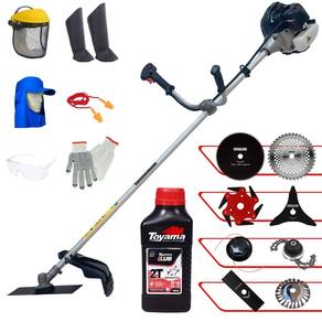 Roçadeira Anmax CG430B 43cc 1,7HP Com Carretel + Facas 2 Pontas, 3 Pontas, 6 Pontas, 40 Dentes, 80 Dentes, Trimmer e Escova de Aço + EPI + ÓLEO TOYAMA