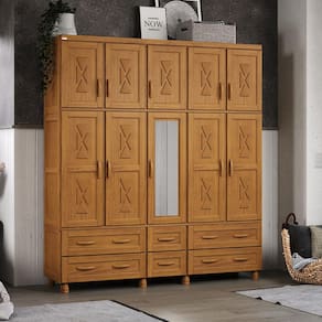 Guarda-Roupa Caribe com 10 Portas, Maleiro e 6 Gavetas Madeira Pinus Carvalho - Tozzeto
