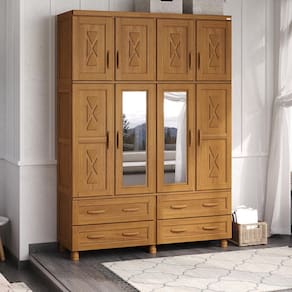 Guarda-Roupa Caribe com 8 Portas, Maleiro e 4 Gavetas Madeira Pinus Carvalho - Tozzeto