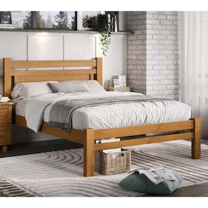 Cama Roma Casal 199 cm x 145 cm Madeira Pinus Carvalho - Tozzeto