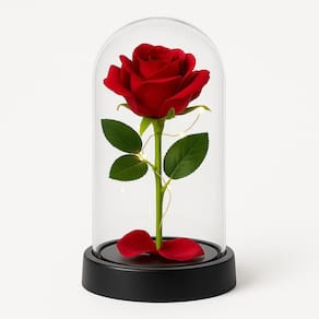Enfeite Cúpula Vidro Rosa Permanente 15Cm Mini Base Plástico