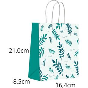 Sacola Para Presente Decorada Folhas P 16x21x8cm 10un Scrity