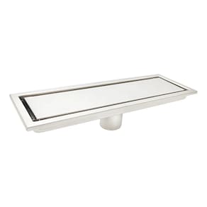 Ralo Retangular Aço Inox Linear Oculto Invisível Banhieiro Quintal 20x10cm