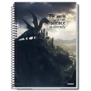 Caderno Espiral Universitário 10 Matérias 160 Folhas Aventura Com Dragões Credeal Estampa 1