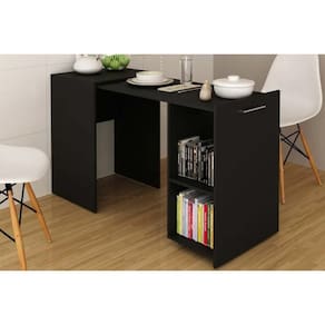 Mesa Multiuso Juvenil Retrátil ME4170 c/ 2 Nichos Preto - Tecno Mobili