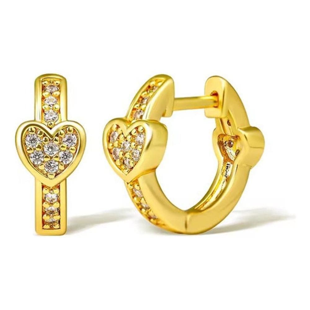 Brinco Argola Coração Pedra Zircônia 10 Mm Frente E Verso
