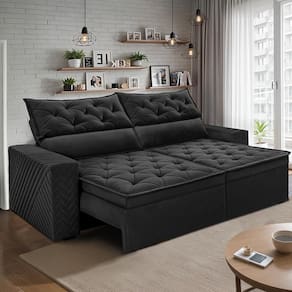 Sofá Retrátil e Reclinável 2,30m Essence. Velusoft Cama inBox