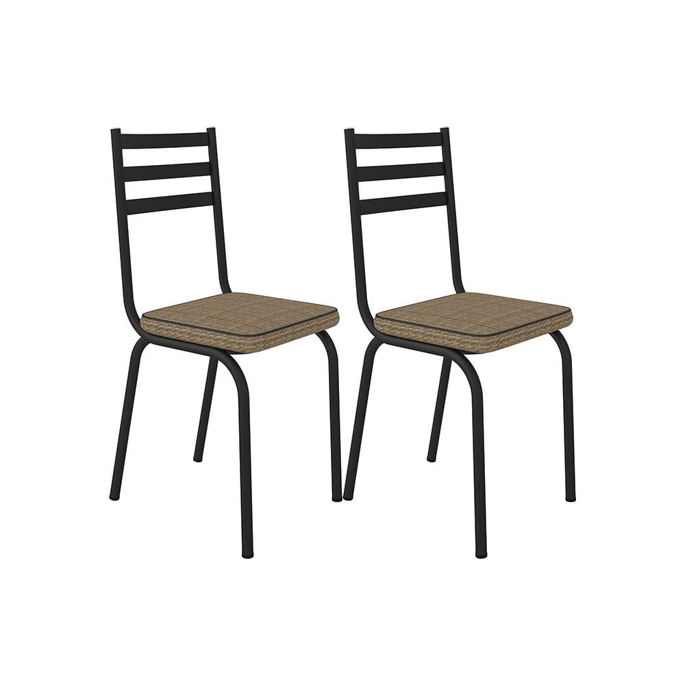 Kit Com 02 Cadeiras 118 Preta Corino Rattan Artefamol
