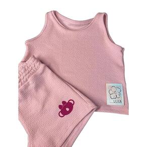 Conjunto Curto Lilica Ripilica Regata Short Rosa Claro
