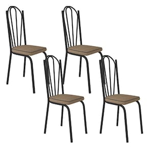 Kit Com 04 Cadeiras 121 Preta Corino Rattan Artefamol