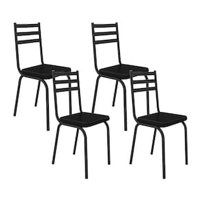 Kit Com 04 Cadeiras 118 Preta Corino Preto Artefamol