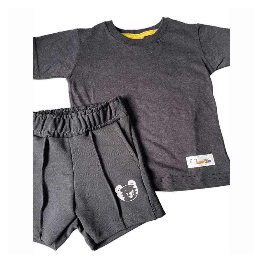 Conjunto Curto Tigor T Tigre Blusa e Bermuda Preto