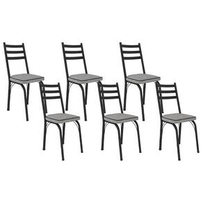Kit Com 06 Cadeiras 141 Preta Corino Grafiato Artefamol