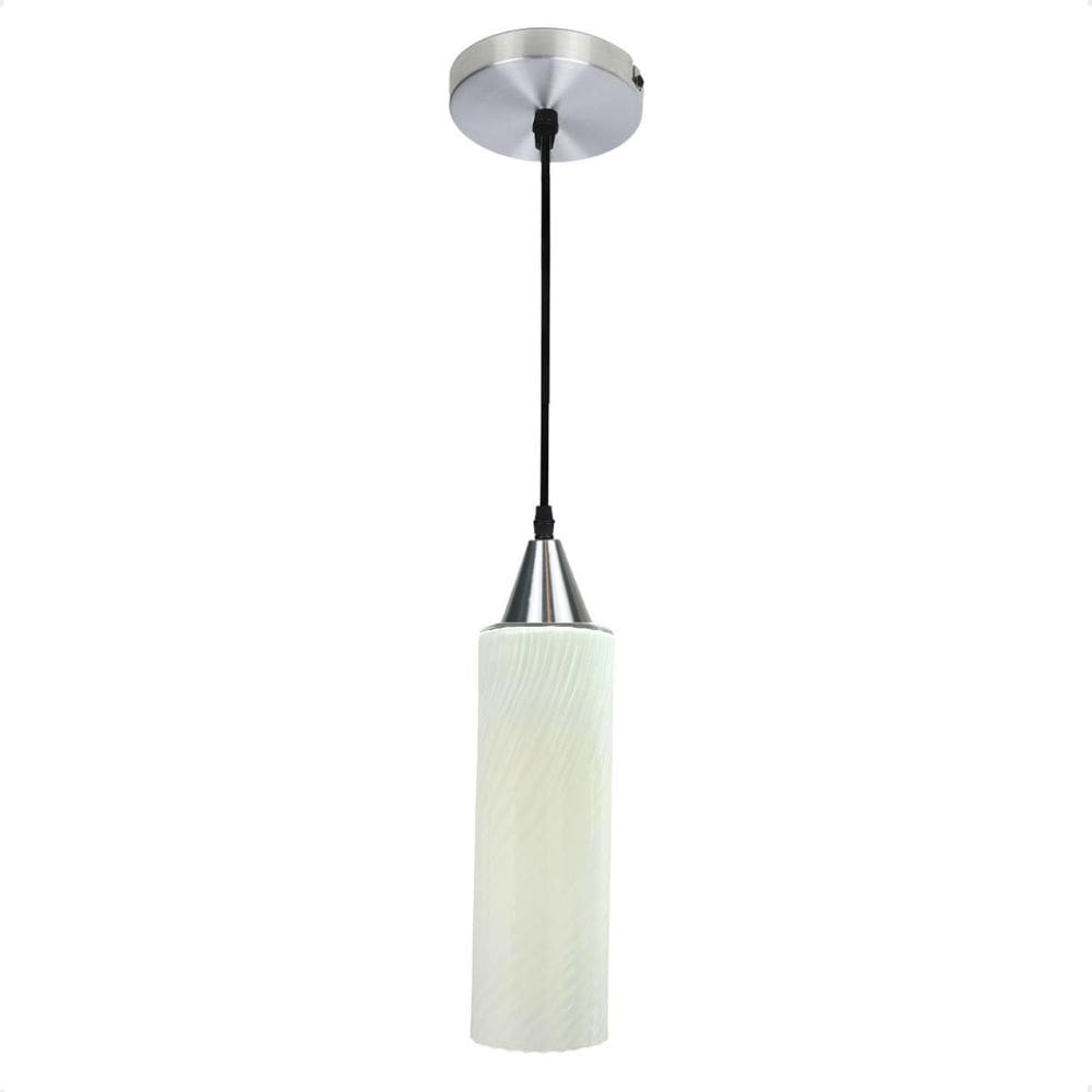 Lustre Pendente Taschibra Anne Branco Leitoso E27 Prata