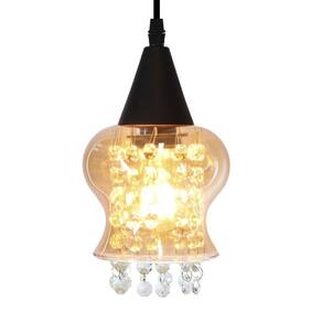 Lustre Pendente Taschibra Cristal Aisha Liso Conhaque Preto