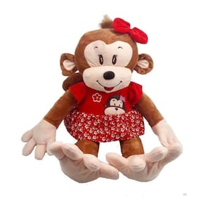 Macaca Grandona Pelúcia Vermelha 62Cm Antialérgico Lavável