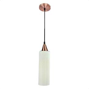 Lustre Pendente Taschibra Anne Branco Leitoso E27 Cobre