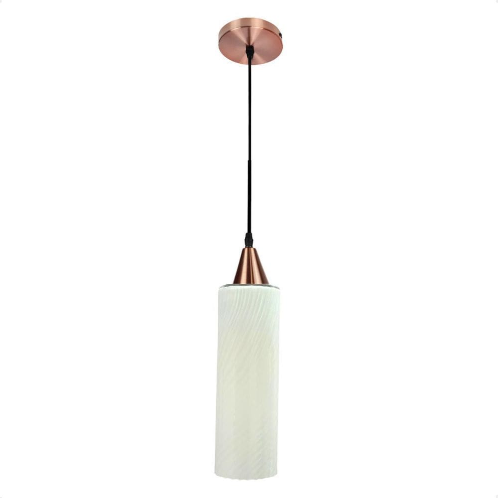 Lustre Pendente Taschibra Anne Branco Leitoso E27 Cobre